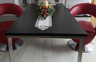 Tischgestell rund gebogen aus Edelstahl &amp; Regalwinkel als Sonderanfertigung - Tischgestell rund gebogen aus Edelstahl &amp; Regalwinkel auf Maß