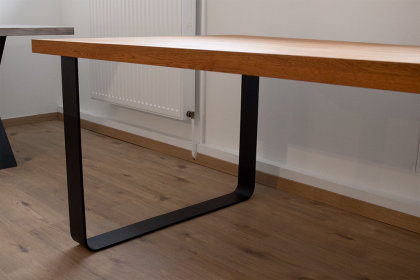 Tischgestell Stahl schwarz matt Struktur TGF 100x10 sms 800 rund gebogen Tischkufe, 2 Stk