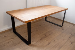 Tischgestell Stahl schwarz matt Struktur TGF 100x10 sms 800 rund gebogen Tischkufe, 2 Stk