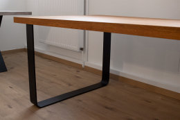 Tischgestell Stahl schwarz matt Struktur TGF 100x10 sms 800 rund gebogen Tischkufe, 1 Stk