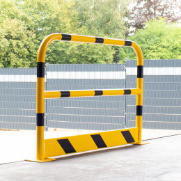 Rammschutzbügel Ø 60,3 mm / H 1000 mm / L 1500 mm - mit Knieholm & Unterfahrschutz - gelb schwarz