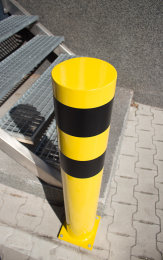 Rammschutzpoller Absperrpfosten Ø 108,0 x 1000 mm Stahl - gelb schwarz - zum Aufdübeln