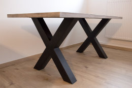 Tischgestell Stahl schwarz matt TUX 100x100 800 Tischkufe Kreuz X-Gestell Tischuntergestell 2 Stk