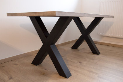 Tischgestell Stahl schwarz matt TUX 100x100 900 Tischkufe Kreuz X-Gestell Tischuntergestell 2 Stk