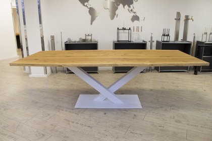 Kreuzgestell Stahl weiß matt Paris L1400 Tischgestell Küchentisch Esstisch Tischuntergestell X-Gestel