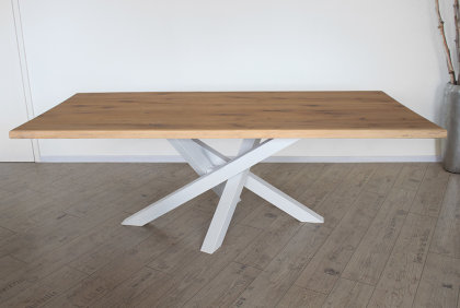 Kreuzgestell Stahl weiß matt MI-KADO 80x80 L1400 Tischgestell Küchentisch Esstisch Tischuntergestell X-Gestell