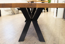 Kreuzgestell Stahl schwarz matt Raute Mittelsteg L1440 Tischgestell Küchentisch Esstisch Tischuntergestell X-Gestell