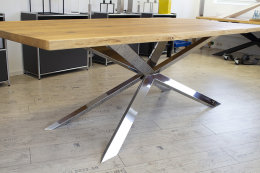 Kreuzgestell Edelstahl V2A poliert GX 80x40 L1600 Esstisch Tischgestell Wohnzimmer Tisch Küchentisch Tischuntergestell X-Gestell