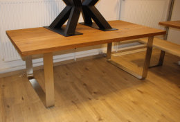 Selbsttragendes Tischgestell Edelstahl TGF100x10mm H700 B900 L1600 mit Rahmen 40x20mm Küchentisch Esstisch Tischuntergestell einteilig
