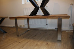 Selbsttragendes Tischgestell Edelstahl TGF100x10mm H700xB900xL1600 mit Rahmen 40x20mm Küchentisch Esstisch Tischuntergestell einteilig