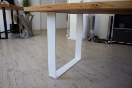Tischgestell Stahl weiß matt TGF 100x10 wms 600-900 rund gebogen Untergestell Kufen Tischuntergestell Tischkufe Design Tisch Esstisch