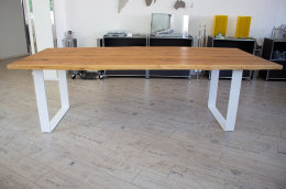 Tischgestell Stahl weiß matt TGF 100x10 wms 600-900 rund gebogen Untergestell Kufen Tischuntergestell Tischkufe Design Tisch Esstisch Breite 600 mm - 1 Paar (2 Rahmen)