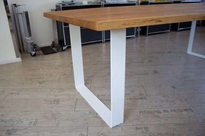Tischgestell Stahl weiß matt TGF 100x10 wms 600-900 rund gebogen Untergestell Kufen Tischuntergestell Tischkufe Design Tisch Esstisch Breite 800 mm - 1 Paar (2 Rahmen)