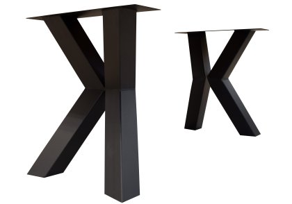 Tischgestell Stahl schwarz matt Struktur XK 100x100 zweiteilige Kufen, H720xB650 mit 700x250x5mm Befestigungsplatte, 6x Ø5mm (1 Paar)