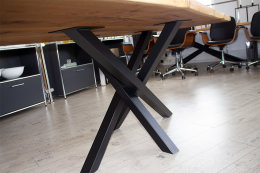 Kreuzgestell Stahl schwarz matt MI-KADO 60x60 L1400 Tischgestell Küchentisch Esstisch Tischuntergestell X-Gestell