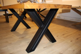 Tischgestell Stahl schwarz matt Struktur Doppel...