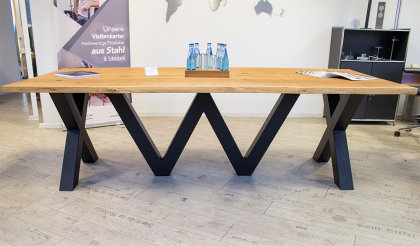 Tischgestell Stahl schwarz matt TUW100x100 L:1500mm mit großer Montageplatte-1600x600mm Esstisch Lofttisch Konferenztisch