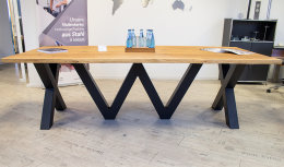 Tischgestell Stahl schwarz matt TUW100x100 L:1500mm mit gro&szlig;er Montageplatte-1600x600mm Esstisch Lofttisch Konferenztisch