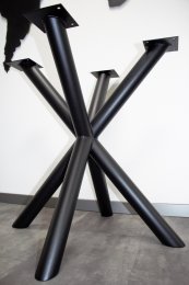 Kreuzgestell Stahl schwarz matt Maryland Ø60mm L:700 Tischgestell Küchentisch Esstisch Tischuntergestell X-Gestell