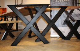 Tischgestell Stahl schwarz matt Doppel T-Träger...