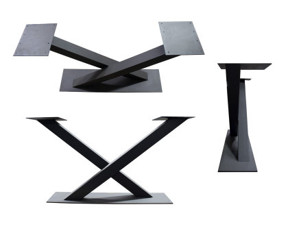 Kreuzgestell Stahl Paris Vario schwarz matt Tischgestell K&uuml;chentisch Esstisch Tischuntergestell X-Gestell einteilig Tischkufen Kufen Konsolentisch