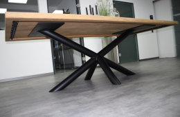 Tischgestell Stahl schwarz matt London Ø 80mm L:1700 Tischgestell Küchentisch Esstisch Tischuntergestell X-Gestell