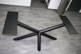 Tischgestell Stahl schwarz matt London Ø 80mm L:1700 Tischgestell Küchentisch Esstisch Tischuntergestell X-Gestell