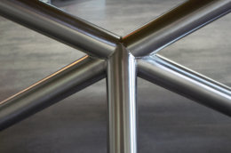 Tischgestell Edelstahl geschliffen K240 London &Oslash; 80mm L:1700 Tischgestell K&uuml;chentisch Esstisch Tischuntergestell X-Gestell