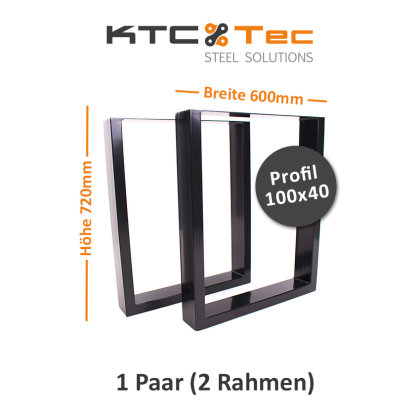 Tischgestell schwarz TU100s-600 breit Tischuntergestell Tischkufe Kufengestell (1 Paar)