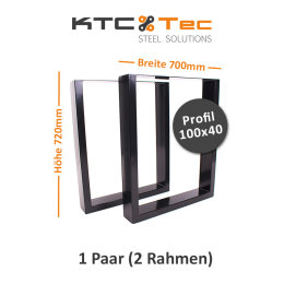 Tischgestell schwarz TU100s-700 breit Tischuntergestell Tischkufe Kufengestell (1 Paar)