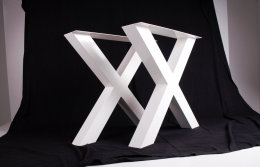 Tischgestell Stahl weiß matt TUXwms 100x100 500 Tischkufe Kreuz X-Gestell Tischuntergestell 1 Paar