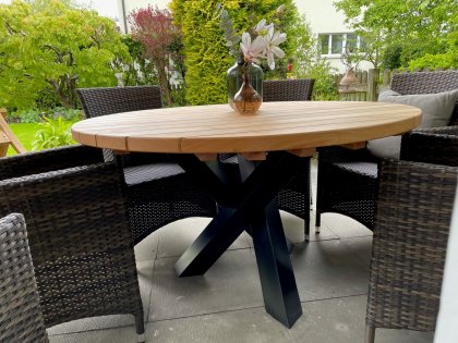 Tischgestell Stahl schwarz matt Kos 100x100 Durchmesser 900mm f&uuml;r runde Tischplatten Tischgestell K&uuml;chentisch Esstisch Tischuntergestell X-Gestell
