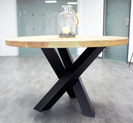Tischgestell Stahl schwarz matt Kos 100x100 Durchmesser 900mm für runde Tischplatten Tischgestell Küchentisch Esstisch Tischuntergestell X-Gestell