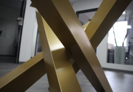Kreuzgestell Stahl goldfarben MI-KADO 80x80 L1400mm Tischgestell Küchentisch Esstisch Tischuntergestell X-Gestell