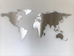 Hochwertige Design Stahl Weltkarte Wanddeko Wandbild XXL 3D Metall Pinnwand magnetisch Travelmap Reiseziele Firmenstandorte Landkarte Gold Bronze Antik