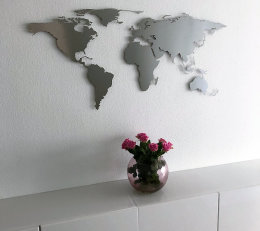 Hochwertige Design Stahl Weltkarte Wanddeko Wandbild XXL 3D Metall Pinnwand magnetisch Travelmap Reiseziele Firmenstandorte Landkarte Betonoptik 200x100cm
