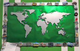 Hochwertige Design Edelstahl Weltkarte Wanddeko Wandbild XXL 3D Metall Pinnwand magnetisch Travelmap Reiseziele Firmenstandorte Landkarte Edelstahl K240 geschliffen
