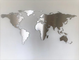 Hochwertige Design Stahl Weltkarte Wanddeko Wandbild XXL 3D Metall Pinnwand magnetisch Travelmap Reiseziele Firmenstandorte Landkarte Schwarz Glitzereffekt Feinstruktur 250x125cm