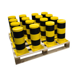 Rammschutzpoller Absperrpfosten Ø 159,0 x 400 mm Stahl - gelb schwarz - zum Aufdübeln