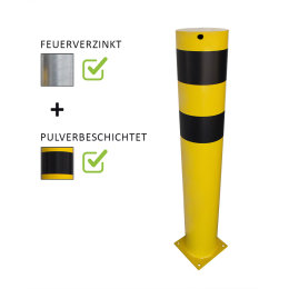 Rammschutzpoller Absperrpfosten Ø 159,0 x 1000 mm Stahl - verzinkt - gelb schwarz - zum Aufdübeln