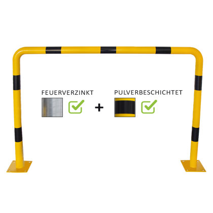 Rammschutzbügel Ø 76,1 mm / H 1000 mm / L 750 mm Stahl - verzinkt - gelb schwarz - zum Aufdübeln