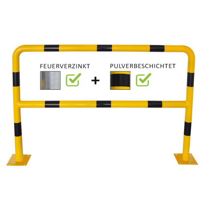 Rammschutzbügel Ø 42,4 mm / H 1000mm / L 1500 mm - mit Knieholm - verzinkt - gelb schwarz