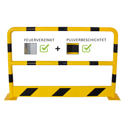 Rammschutzbügel Ø 42,4 mm / H 1000 mm / L 2000 mm - mit Knieholm & Unterfahrschutz - verzinkt - gelb schwarz